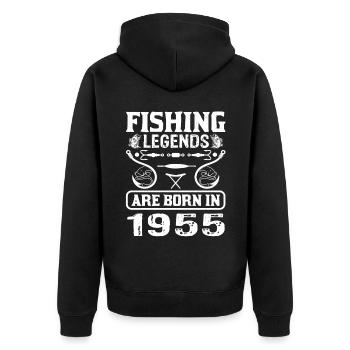 Les légendes de la pêche sont nées en 1955 - Veste à capuche bio Premium Unisexe - noir - Dos - Nico (187cm)