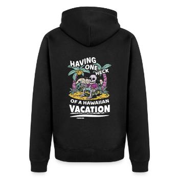 Hawaii - Unisex Premium Bio Zip Hoodie - Schwarz - Hinten - Nico (187cm)