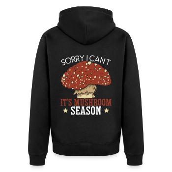 Tut mir leid, ich kann es nicht Pilzsaison Mykologie Pilze - Unisex Premium Bio Zip Hoodie - Schwarz - Hinten - Nico (187cm)