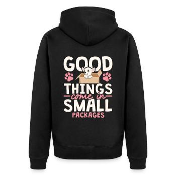Good Things Come In Small Packages Chihuahua Dog - Unisex Premium Organic Zip Hoodie - black - Back - Nico (187cm)