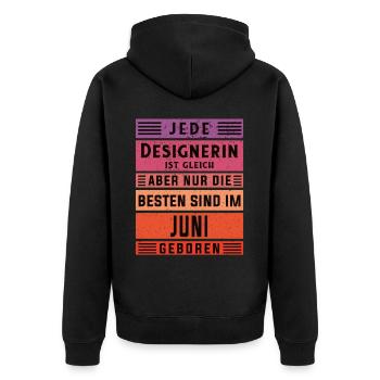Illustrator Geburtstag Juni geboren Designerin - Unisex Premium Bio Zip Hoodie - Schwarz - Hinten - Nico (187cm)
