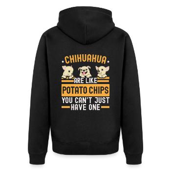 Chihuahua sind wie Kartoffelchips Hundeliebhaber - Unisex Premium Bio Zip Hoodie - Schwarz - Hinten - Nico (187cm)