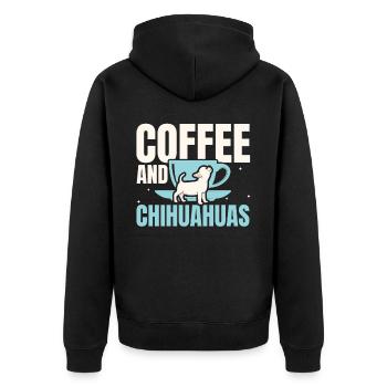 Kaffee und Chihuahuas Koffein Liebhaber Hundebesitzer - Unisex Premium Bio Zip Hoodie - Schwarz - Hinten - Nico (187cm)
