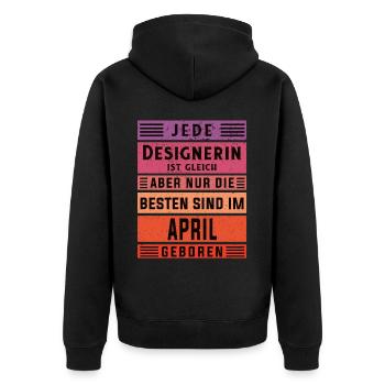 Illustrator Geburtstag April geboren Designerin - Unisex Premium Bio Zip Hoodie - Schwarz - Hinten - Nico (187cm)