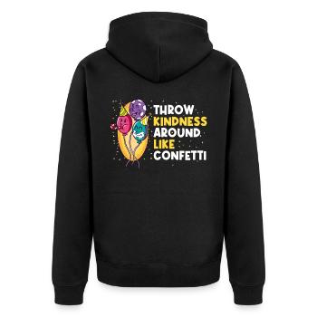 Throw Kindness Freundlichkeit Geschenk - Unisex Premium Bio Zip Hoodie - Schwarz - Hinten - Nico (187cm)