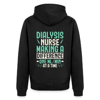 Dialysekrankenschwester macht einen Unterschied Medizinisch - Unisex Premium Bio Zip Hoodie - Schwarz - Hinten - Nico (187cm)