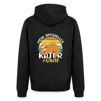 Mein offizielles Katershirt Kater Wein Bier Saufen - Unisex Premium Bio Zip Hoodie - Schwarz - Hinten - Nico (187cm)