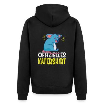 Mein offizielles Katershirt Kater Wein Bier Saufen - Unisex Premium Bio Zip Hoodie - Schwarz - Hinten - Nico (187cm)