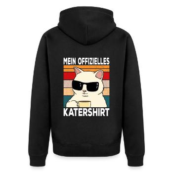 Mein offizielles Katershirt Kater Wein Bier Saufen - Unisex Premium Bio Zip Hoodie - Schwarz - Hinten - Nico (187cm)