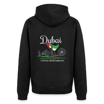 United Arab Emirates Dubai - Unisex Premium Organic Zip Hoodie - black - Back - Nico (187cm)