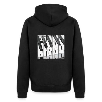 Piano - Unisex Premium Organic Zip Hoodie - black - Back - Nico (187cm)