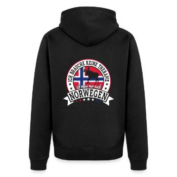 Ich muss nur nach Norwegen Skandinavien Norwegen - Unisex Premium Bio Zip Hoodie - Schwarz - Hinten - Nico (187cm)