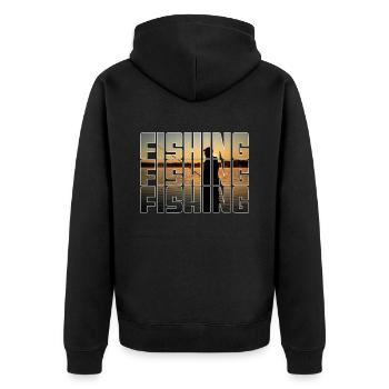 Angling - Unisex Premium Organic Zip Hoodie - black - Back - Nico (187cm)