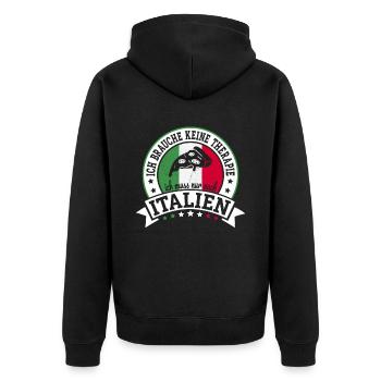 Ich muss nur nach Italien Italienurlaub Italien - Unisex Premium Bio Zip Hoodie - Schwarz - Hinten - Nico (187cm)