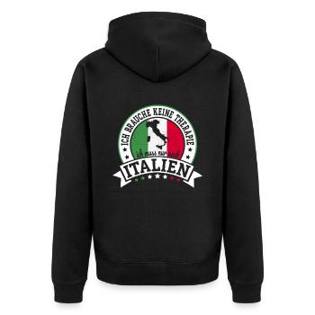 Ich muss nur nach Italien Italienurlaub Italien - Unisex Premium Bio Zip Hoodie - Schwarz - Hinten - Nico (187cm)