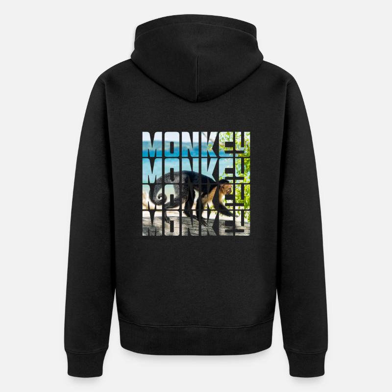 Affe - Unisex Premium Bio Zip Hoodie - Schwarz