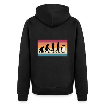 Pinguin Menschen Tier Evolution - Unisex Premium Bio Zip Hoodie - Schwarz - Hinten - Nico (187cm)