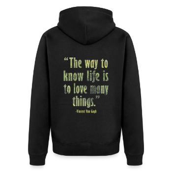 Positive Art Quote by Van Gogh Design - Unisex Premium Organic Zip Hoodie - black - Back - Nico (187cm)