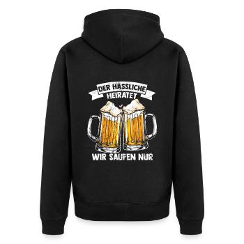 Der Hässliche heiratet wir saufen - JGA Junggesell - Unisex Premium Bio Zip Hoodie - Schwarz - Hinten - Nico (187cm)