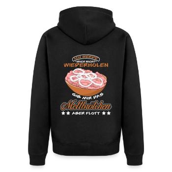 Mettbrötchen Mettigel Mett - Unisex Premium Bio Zip Hoodie - Schwarz - Hinten - Nico (187cm)