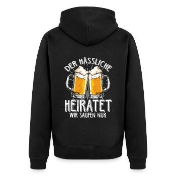 JGA PARTY Spruch Saufen Junggesellenabschied Gesch - Unisex Premium Bio Zip Hoodie - Schwarz - Hinten - Nico (187cm)