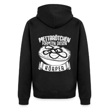 Mettbrötchen Hackfleisch Mett Mettigel - Unisex Premium Bio Zip Hoodie - Schwarz - Hinten - Nico (187cm)