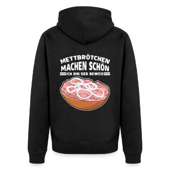 Mettigel Hackfleisch Mett Mettbrötchen - Unisex Premium Bio Zip Hoodie - Schwarz - Hinten - Nico (187cm)