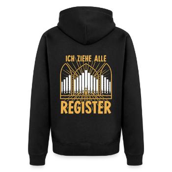 Orgel Register ziehen Orgelspieler - Unisex Premium Bio Zip Hoodie - Schwarz - Hinten - Nico (187cm)