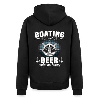 Captain Beer Boat Sayings - Unisex Premium Organic Zip Hoodie - black - Back - Nico (187cm)