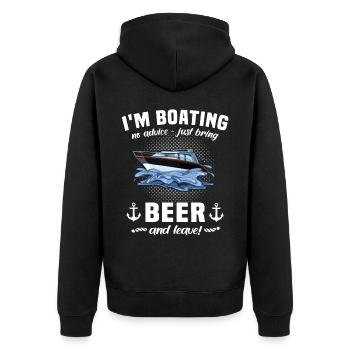 Captain Beer Boat Sayings - Unisex Premium Organic Zip Hoodie - black - Back - Nico (187cm)
