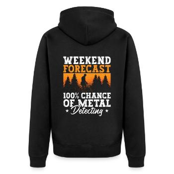 Metal Detecting Weekend Forecast Metal Detectorist - Unisex Premium Bio Zip Hoodie - Schwarz - Hinten - Nico (187cm)