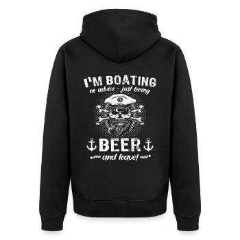 Captain Beer Boat Sayings - Unisex Premium Organic Zip Hoodie - black - Back - Nico (187cm)
