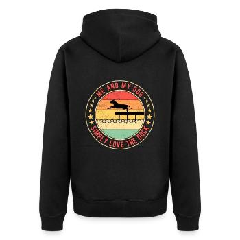 Dock Diving Don't Follow My dog - Unisex Premium Bio Zip Hoodie - Schwarz - Hinten - Nico (187cm)