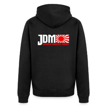 JDM Motorsport Auto Tuning Automotive - Unisex Premium Bio Zip Hoodie - Schwarz - Hinten - Nico (187cm)