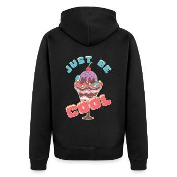 Eiscreme logo Sommer Softeis Geschenkidee - Unisex Premium Bio Zip Hoodie - Schwarz - Hinten - Nico (187cm)