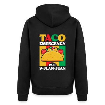 Tacos Taco Mexikanisch Fast Food Geschenk - Unisex Premium Bio Zip Hoodie - Schwarz - Hinten - Nico (187cm)