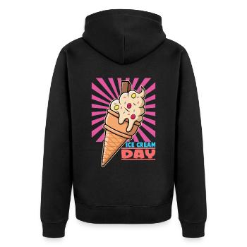 Eiscreme logo Sommer Softeis Geschenkidee - Unisex Premium Bio Zip Hoodie - Schwarz - Hinten - Nico (187cm)