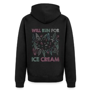 Eiscreme logo Sommer Softeis Geschenkidee - Unisex Premium Bio Zip Hoodie - Schwarz - Hinten - Nico (187cm)
