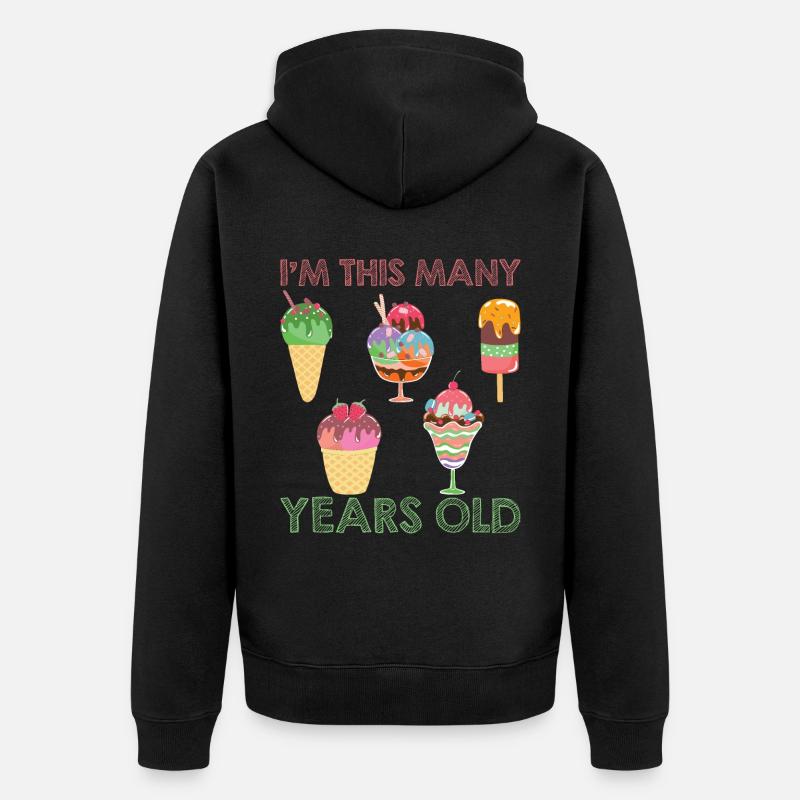 Eiscreme logo Sommer Softeis Geschenkidee - Unisex Premium Bio Zip Hoodie - Schwarz
