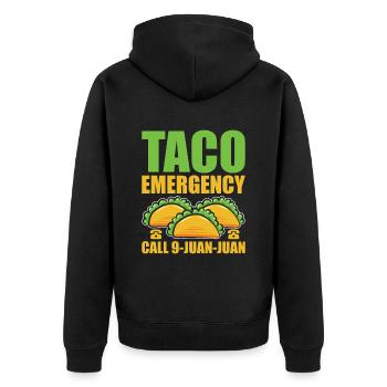 Tacos Taco Mexikanisch Fast Food Geschenk - Unisex Premium Bio Zip Hoodie - Schwarz - Hinten - Nico (187cm)