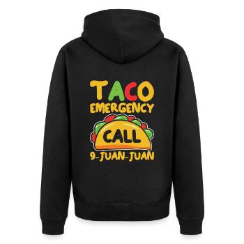 Tacos Taco Mexikanisch Fast Food Geschenk - Unisex Premium Bio Zip Hoodie - Schwarz - Hinten - Nico (187cm)