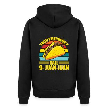 Tacos Taco Mexikanisch Fast Food Geschenk - Unisex Premium Bio Zip Hoodie - Schwarz - Hinten - Nico (187cm)