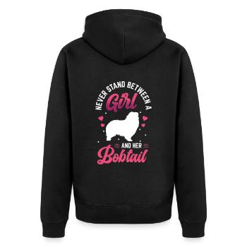 Fille avec Bobtail Old English Sheepdog - Veste à capuche bio Premium Unisexe - noir - Dos - Nico (187cm)