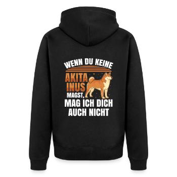 Akita Inu nicht mögen Japan Hund Shiba Inu - Unisex Premium Bio Zip Hoodie - Schwarz - Hinten - Nico (187cm)