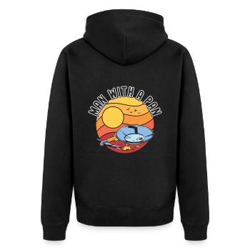 Goldwaschen Goldschürfer - Unisex Premium Bio Zip Hoodie - Schwarz - Hinten - Nico (187cm)
