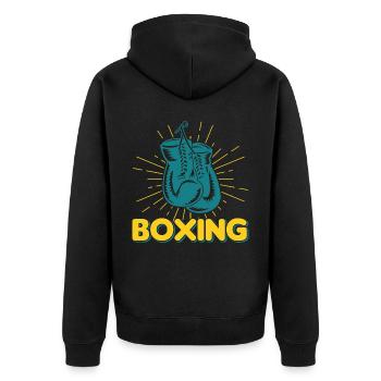 Boxen Martial Arts Boxing Box Club Boxer - Unisex Premium Bio Zip Hoodie - Schwarz - Hinten - Nico (187cm)