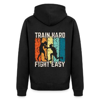 Boxen Martial Arts Boxing Box Club Boxer - Unisex Premium Bio Zip Hoodie - Schwarz - Hinten - Nico (187cm)