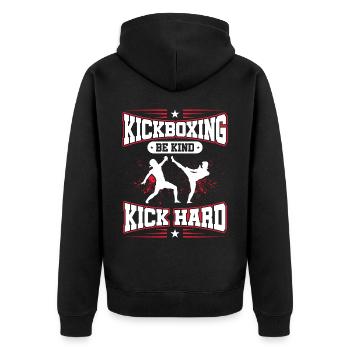 Kickboxer Martial Arts Kickboxing Kickboxen - Unisex Premium Bio Zip Hoodie - Schwarz - Hinten - Nico (187cm)