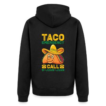 Tacos Taco Mexikanisch Fast Food Geschenk - Unisex Premium Bio Zip Hoodie - Schwarz - Hinten - Nico (187cm)