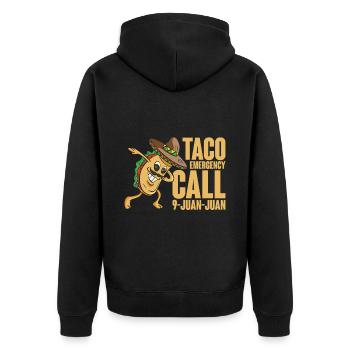 Tacos Taco Mexikanisch Fast Food Geschenk - Unisex Premium Bio Zip Hoodie - Schwarz - Hinten - Nico (187cm)